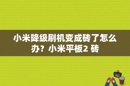 小米降级刷机变成砖了怎么办？小米平板2 砖