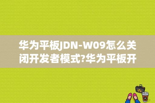 华为平板JDN-W09怎么关闭开发者模式?华为平板开发者选项