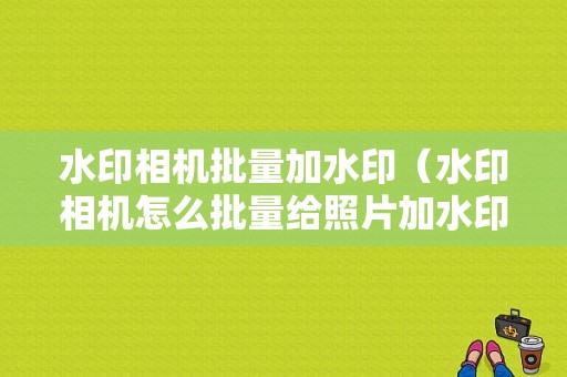 水印相机批量加水印（水印相机怎么批量给照片加水印）
